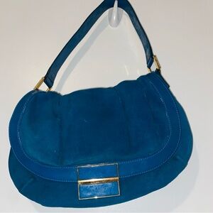 LK Bennett Turquoise Blue Suede Women's Shoulder Bag